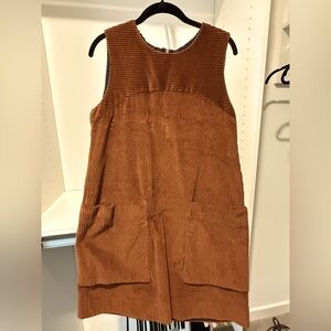 Fall/Winter COS Corduroy Dress in Warm Brown/Rust with Oversized Front Pockets